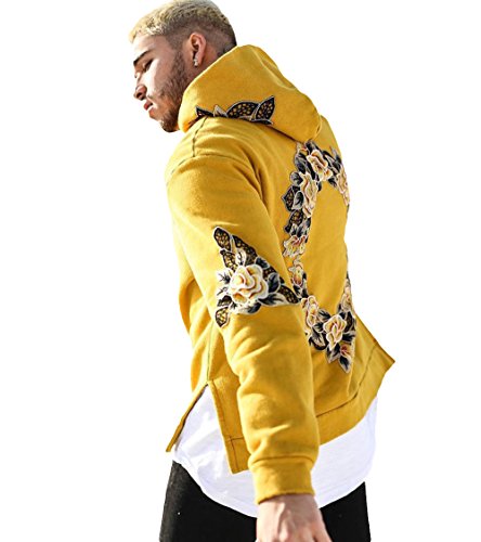 Muzboo Sweat à capuche léger pour homme Blanc Noir Kaki Jaune S-XL - Jaune - Large