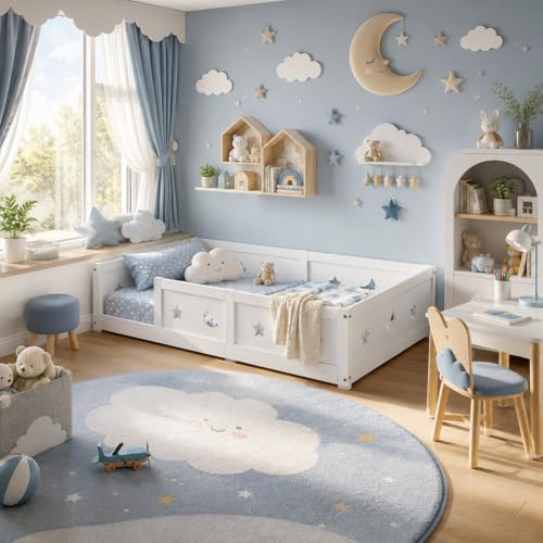 BestAlice Cama de suelo Montessori de 90 x 200 cm,