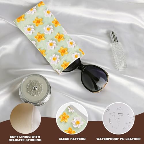 Image of Anikathy 2Pcs Sunglass Eyeglass Glasses Case Soft PU Leather with Cleaning Cloth Portable Glasses Pouch Bag for Men Women