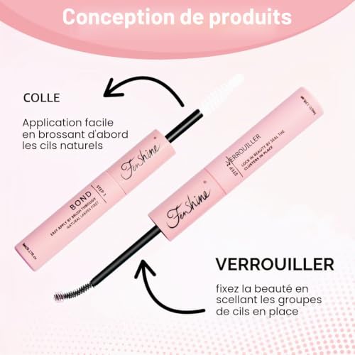 Fenshine beauty 168PCS Extension Cils Kit,extensions de cils individuels doux, courbure C/D, longueurs 10-18 mm,grappes de cils épais avec colle et pince à cils, bricolage facile à la maison – vue 3