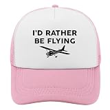 Drones Pilots RCS Quadcopters Girl I'd Rather Be Flyings Mesh Hats Mens Breathable Golf Trucker Cap Pink