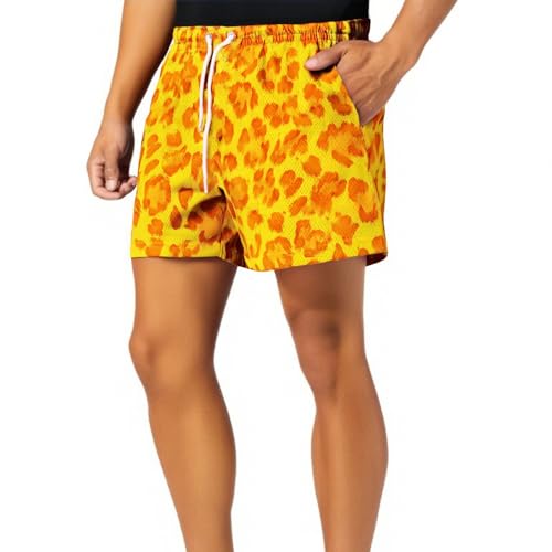 Leopard Shorts Herren Badeshorts Freizeitshorts 3D Druck Sommershorts Animal Print Kurzes Hose Leoparden Drucken Kurze Hosen Kordelzug Pants Elastische Taille Hose Kurz Atmungsaktiv Sportshorts