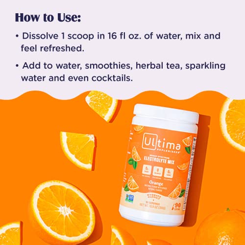 Ultima Replenisher Electrolyte Hydration Powder, Orange, 90 Servings - Sugar Free, 0 Calories, 0 Carbs - Gluten-Free, Keto, Non-Gmo, Vegan, 10.8 Ounce (Pack Of 1) #TOP2