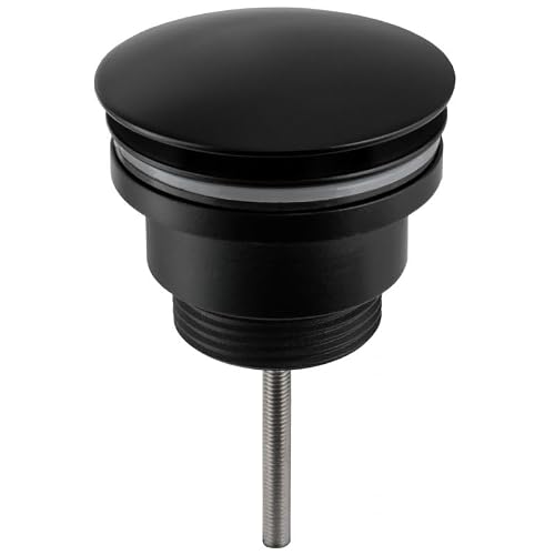 Miniatura 4 de Valaz Tapón Universal Apta Para Lavabo Y Bidé Con Y Sin Rebosadero En Negro Mate Válvula Para Desagüe Click Clack, Pop-Up