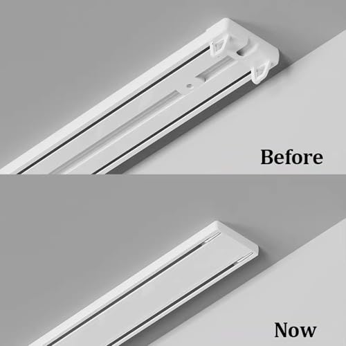Ensemble de rideaux de plafond à double rail en aluminium robuste – 3,6 m – Séparateur de pièce pour salon, douche, chambre à coucher, baie vitrée – Solution de plafond suspendu gris