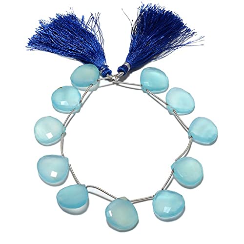 Briolettes calcédoine bleue en cœur pour concevoir vos bijoux d'été personnalisés