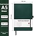 A5 Graph Paper Notebook, Squared Notebook 200 Pages A5 Hardback Notebook with Pen Loop, and Inner Pocket, for Office School Home Business Writing & Note Taking (Green)