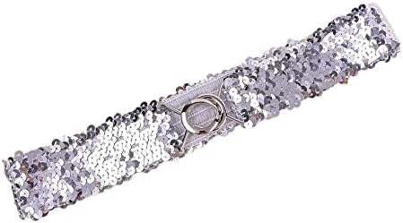 YUSHWENPTY Pailletten riem, 2 stuks glitterriem, breed, glitterriem voor avondjurk, tailleriem met metalen gesp voor dames, voor kleding, nieuwjaarsfeest, jaren 70 disco-accessoires, rood, Eén maat