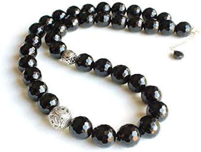 WORLD WIDE GEMSJewelry Black Onyx Necklace Sterling Silver natural black gemstone classic bold chunky statement ooak artisan birthday holiday gift for her