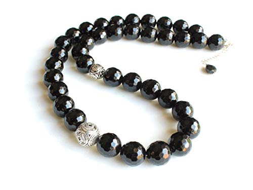WORLD WIDE GEMSJewelry Black Onyx Necklace Sterling Silver natural black gemstone classic bold chunky statement ooak artisan birthday holiday gift for her