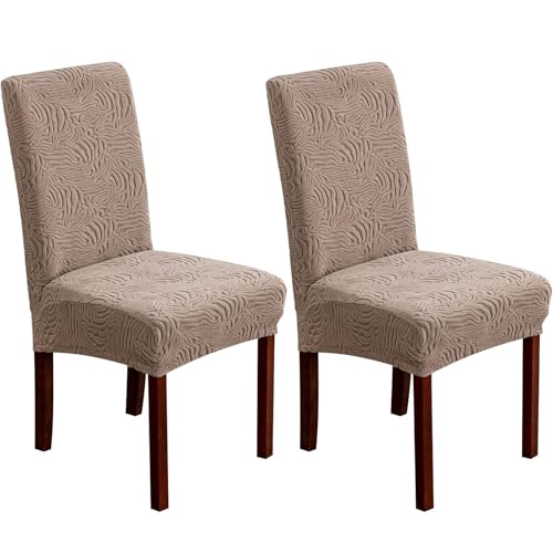 YUEANG Dining Chair Covers, Chair Covers for Dining Room Stretch Parsons Chair Slipcover, for Dining Room Kitchen Chair Protector Cover, Removable, Washable (Taupe, 2 Pack)