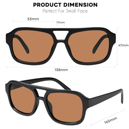 Image of mosanana Small Square Aviator Sunglasses for Women MS52362 | Retro Narrow Frame, UV400 Protection, Designed for Daily Outfits, Travel and Fashion Looks
