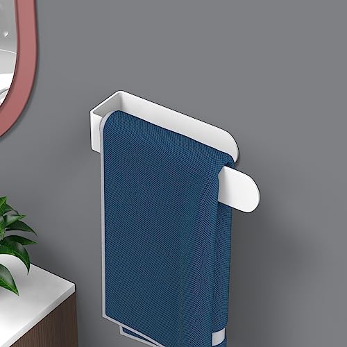 Image of HUFEEOH Adhesive Hand Towel Holder, Kitchen Towel Rack Towel Bars Wall Mounted, Stainless Steel Bath Towel Holder for Bathroom Hotel Kitchen (8 inch, White)