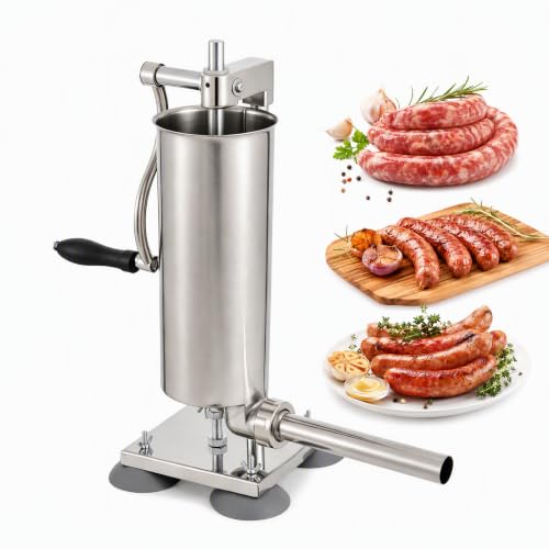 Produktfoto von 3L Wurstfüller Manuelle Wurstmaschine, Edelstahl Vertikal Handkurbel Wurstmaschine Wurstpresse Sausage Stuffer Machine&hellip;