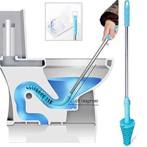 Preisvergleich Produktbild XREXS Toiletten-Plunger mit leistungsfähigem gereinigtem Toiletten-Rohr Rohrreiniger Abflussreiniger Toiletten-Ausbagger entwarf für Saugheber-Art, umweltfreundlicher, rostfreier Stahl-Handgriff-ABF