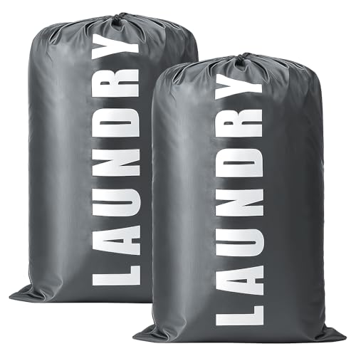 DAWRIS 2 Laundry Bags, Collapsible Laundry Bag Travel, Travel Clothes Storage Bag with Drawstring, Large Drawstring Laundry Bag for Dirty Clothes, Great for Travelling, Camping, Home and Bathroom