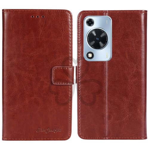 TienJueShi Brown Book Stand Retro Flip Leather Protector Phone Wallet Gel Cover Etui TPU Silicone Case For Huawei Enjoy 70S 6.75