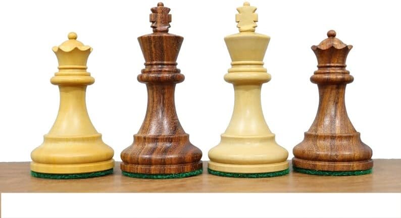 Professional Staunton Chess Pieces Only- 2 Extra Queens | Premium Handcrafted Wood Chessmen | Weighted Chess Set - King 3.0"- Taj Chess Store