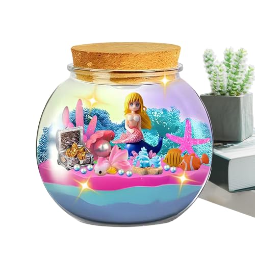 Kit de terrario de , contenedor luminoso de , terrario de luz nocturna LED para niños con control remoto, artes y manualidades educativas, acuario de criaturas marinas para niñas de 4 a 12