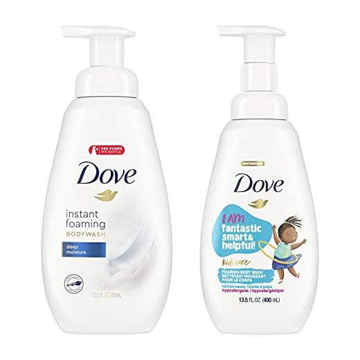 Dove Foaming Body Wash for Soft, Smooth Skin Deep Moisture and Kid's Cotton Candy 2 Skin Care Products for the Family In One Bundle, 13.5 Fl Oz (Pack of 4)