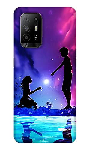 Grey Cloud India Couple Under Moon Shade Back Cover for Oppo F19 Pro+ 5G (Poly Carbonate | Purple)