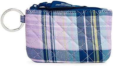 Vera Bradley Women's Cotton Zip ID Case Wallet, Amethyst Plaid - Recycled Cotton, One Size