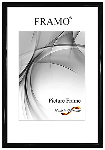 FRAMO Cornice foto 20 x 50 cm in legno massello | nero lucido | Colore/dimensione selezionabile | cornici per manifesti | Puzzle | Poster | N°072