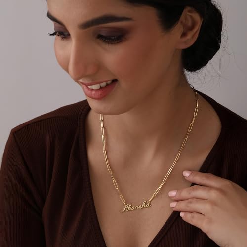 Image of TRUESILVER ACPL Personalized 925 Sterling Silver Name Necklace for Women & Girls | Customized Name Pendant Necklace | Custom Jewelry Gift for Birthday Anniversary Wedding