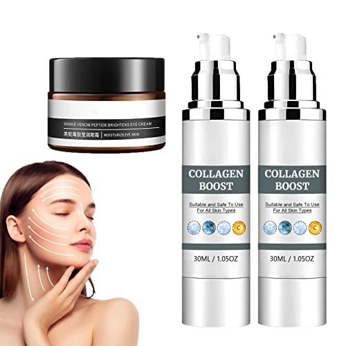 Jaysuing Collagen Boost Anti-Aging Essence, Jaysuing Collagen Boost Anti-Aging Serum Firming Eye Cream, Anti Wrinkle Serum, Fine Lines, And Wrinkles With Hyaluronic Acid (2Essence＋1Eye Cream) #TOP23