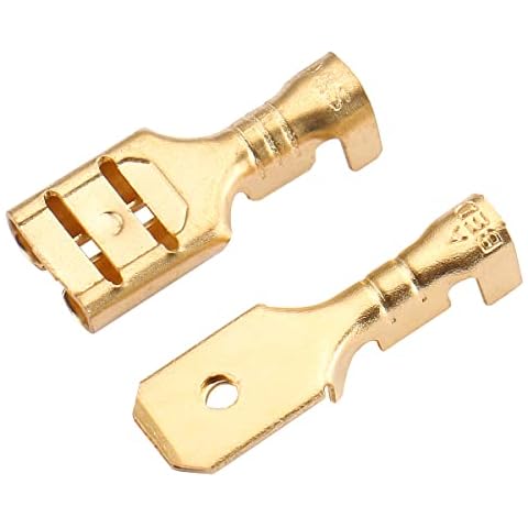 Baomain 1/4 Inch Brass Spade Connector Pack of 200 Cover