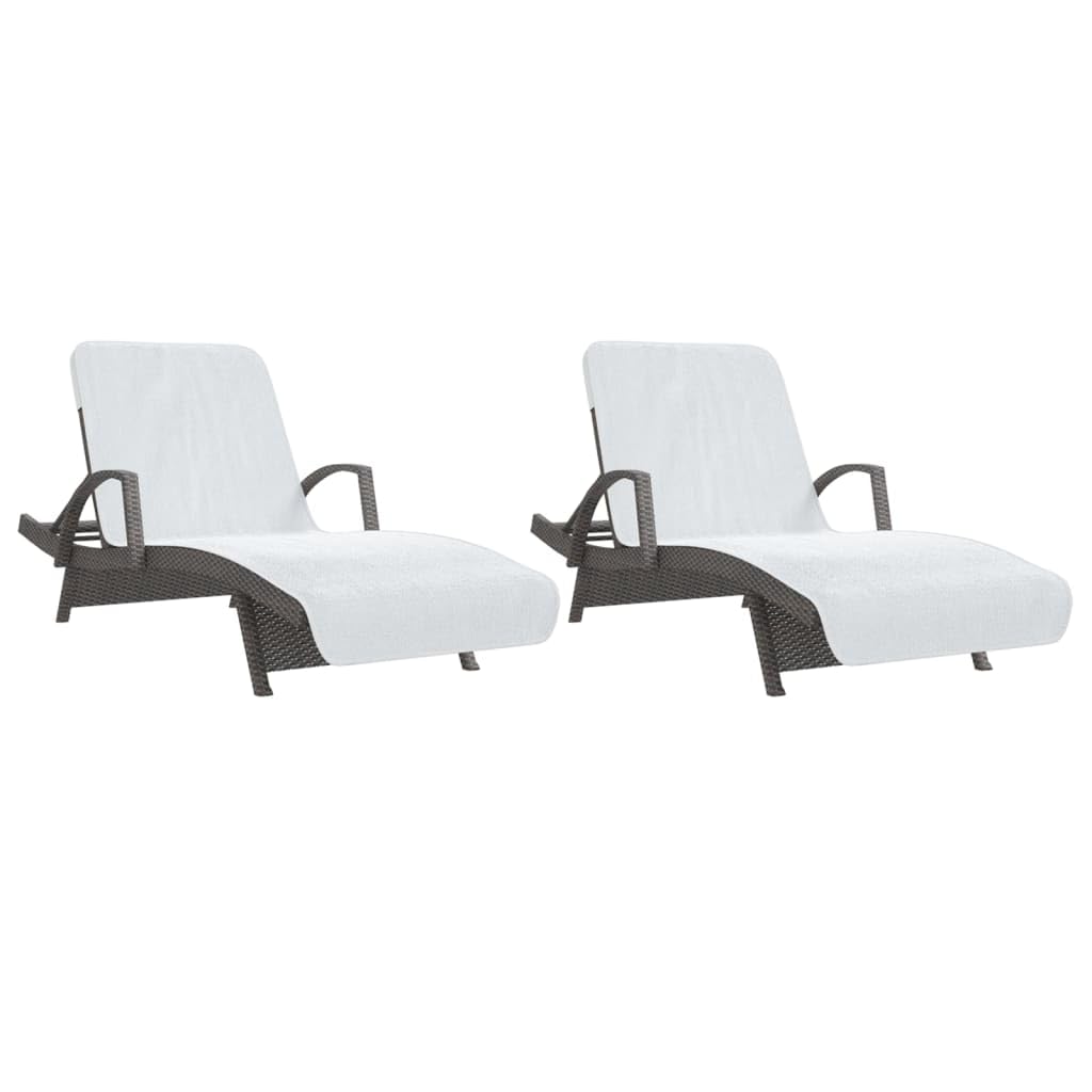 Toallas de playa 2 unidades blanco 75 x 200 cm 400 g/m², material absorbente suave y resistente a la arena, solapa antideslizante para tumbonas, toalla de viaje ligera y portátil para playa