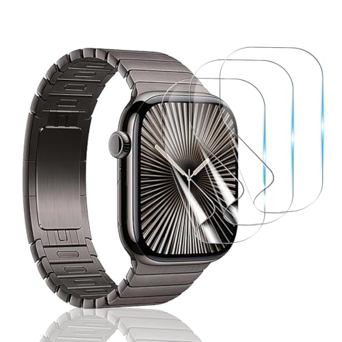 Bekiikoo 3 Pièces Protection Écran pour Apple Watch Series 10 46mm [pas en Verre Trempé], Sans Bulles, HD Transparent Film, Doux TPU Protecteur Protection D'écran pour HApple Watch Series 10 46mm