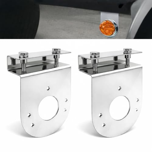 2PCS Watermelon Light Under Glow Frame Bracket 304 Mirror Polished Stainless Steel Clamp-On Mount No Drilling Required Fits Semi Trailers Trucks Pickups (90 Degree)