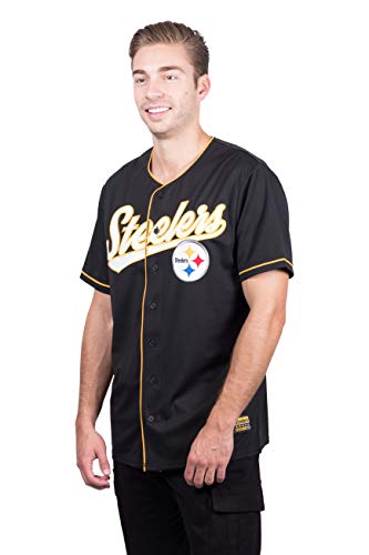 Ultra Game NFL Pittsburgh Steelers Mens Mesh Baseball Jersey Tee Shirt, Team Color, Small