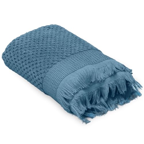 Linnea Serviette invité 30x50 cm Tethys Micro-Coton Bleu Orage