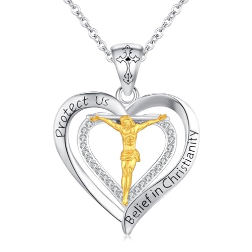 Collier Saint Michel et Jésus en argent 925, médaille religieuse pour femme