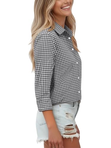 Image of Soft Wrinkle-Free Button Down Stretch Shirts for Women, Breathable Moisture-Wicking Casual Work Dress Tops
