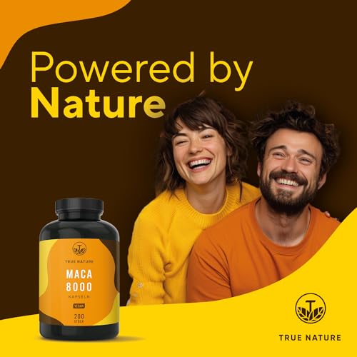 Maca Kapseln Gold - 24.000mg pro Tag - 20:1 hochdosiert - (200 Stück) Premium Maca Extrakt - Vegan, Deutsche Produktion - TRUE NATURE
