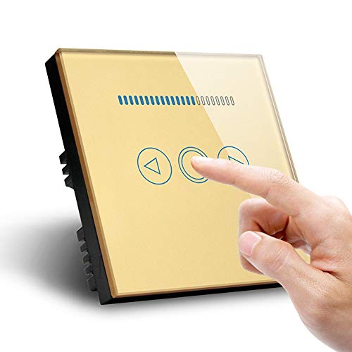 Touch-Dimmerschalter, UK-Standard, Kristall-Touch-Glas, Fernbedienung, Licht, Smart-Schalter (Gold)