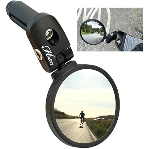 Hafny Bar End Bike / Bicycle Mirror, Stainless Steel Lens , Safe Adjustable Rearview Cycle / E-bike Mirror, HF-MR083 (Black 62mm) Cover