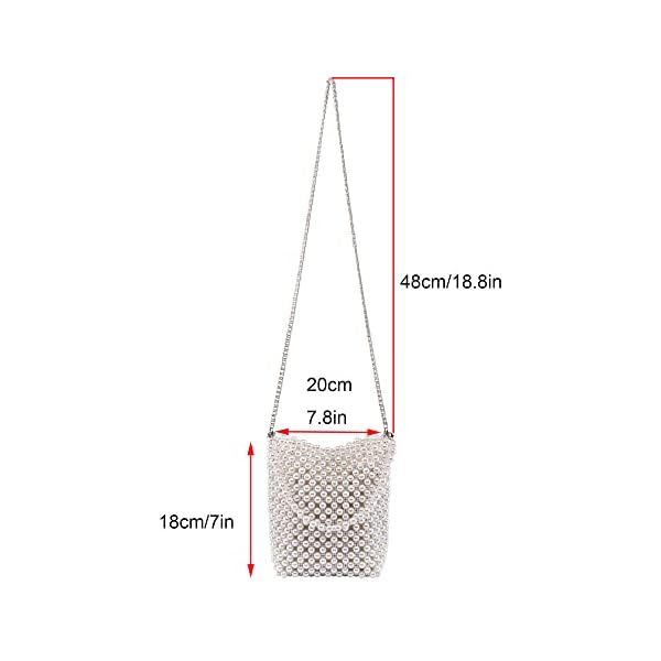CHIC DIARY White Pearl Purse Crossbody Bag for Women Shoulder Handbag Beaded Clutch Evening Bag for 1920s Party Wedding, Off-white - Image 8