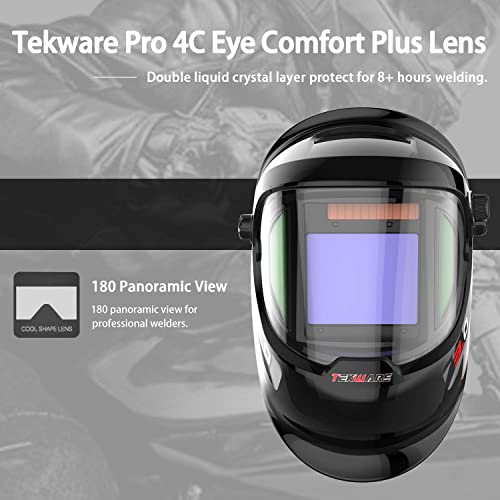 Tekware Large Viewing Auto Darkening Welding Helmet With Side View, Solar Powered True Color Welding Hood, 4 Arc Sensor Variable Shade 4/5/-9/9-13 Welders Mask For Tig Mig Arc Grinding Plasma #TOP1