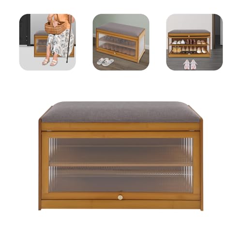 Banc à chaussures d'entrée moderne à 2 niveaux avec coussin - 5