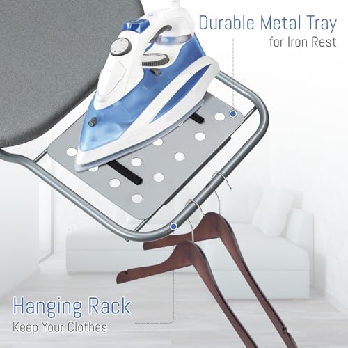 Ironing Board Full Size, BlissBoard 43"x13" Sturdy Heavy Duty Iron Board with Iron Rest, Heat Resistant Cover with Ultra Thick Padding, Height Adjustable, Silver by BlissBoard - Image 5