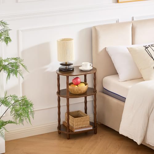Orvado Side Table, 3-Tier Oval Accent Small End Table, Modern Oval Nightstand Accent Table for Small Space, Bedrooms, Living Room, Easy to Assemble, Rustic Brown — view 5