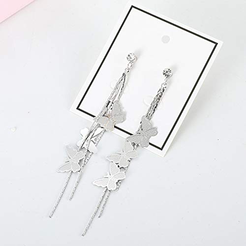 Seniutarm Earrings For Women Mom Fashion Women Butterfly Tassel Long Dangle Rhinestone Stud Earrings Jewelry Statement Jewelry - Silver #TOP6