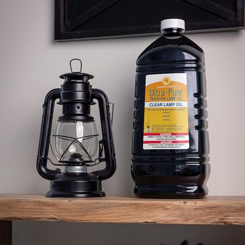 Large Paraffin Oil Indoor Lamp, Hurricane Lamp, Emergency Kit, Lamplight 52664 Farmerï¿½s Lantern Indoor Oil Lamp, Black, Original