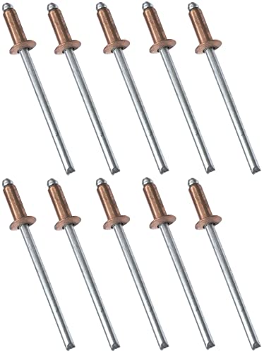 AERZETIX - C48061 - Lot de 10 Rivets aveugles standard Ø3x9mm cuivre/acier - DIN 7337 - rivet pop - rivet à rupture de tige - à tête plate