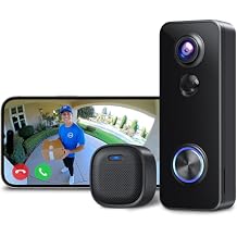 XTU Battery Doorbell, 180 Head-to-Toe Video, Live View with Two-Way Talk, No Monthly Fee, 2.4G Wi-Fi with Chime, Local/Cloud Storage, Human Detection, Compatible with Alexa & Google Home