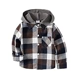 Toddler Boy Girls Clothes Plaid Long Sleeve Shirt Boys Collared Hooded Flannel Shirt Top Fall Jacket
